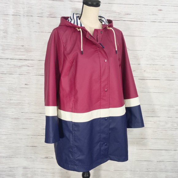 Talbots ~ Water Resistant Rain Full Zip Hooded Coat Jacket 1 Plus Petite - Picture 7 of 13